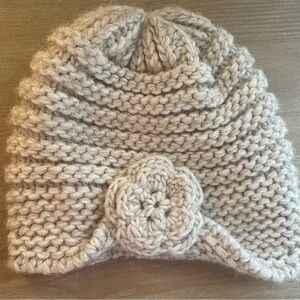 Fratelli Talli Alpaca Women's Hat Gray Knit Beanie Rosette Italian Wool Blend